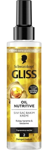 Gliss Oil Nutritive Keratin Etki Tuzsuz Keratinli Boyalı Saçlar Yıpranmış Saçlar İçin Durulanmayan Kadın Saç Kremi 200 ml