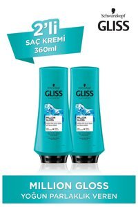 Gliss Million Gloss Lipid Kompleksi - Mikro Yağlar Etki Boyalı Saçlar Tüm Saçlar İçin Durulanmayan Kadın Saç Kremi 2x360 ml
