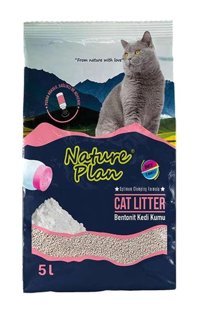Nature Plan Bebek Pudralı Topaklanan Kalın Taneli Bentonit Kedi Kumu 5 lt
