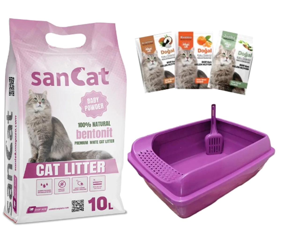 Sancat Bebek Pudra Topaklanan İnce Taneli Bentonit Kedi Kumu 10 lt