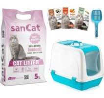 Sancat Pudra Kokulu Topaklanan İnce Taneli Bentonit Kedi Kumu 5 lt
