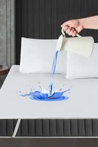 Madame Blue Blue Pamuk Lastikli Sıvı Geçirmez 180 x 200 cm Çift Kişilik Alez