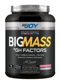 Bigjoy Bigmass +Gh Factors Çilek Aromalı 15 Servis Kilo Aldırıcı Karbonhidrat 1500 gr Toz