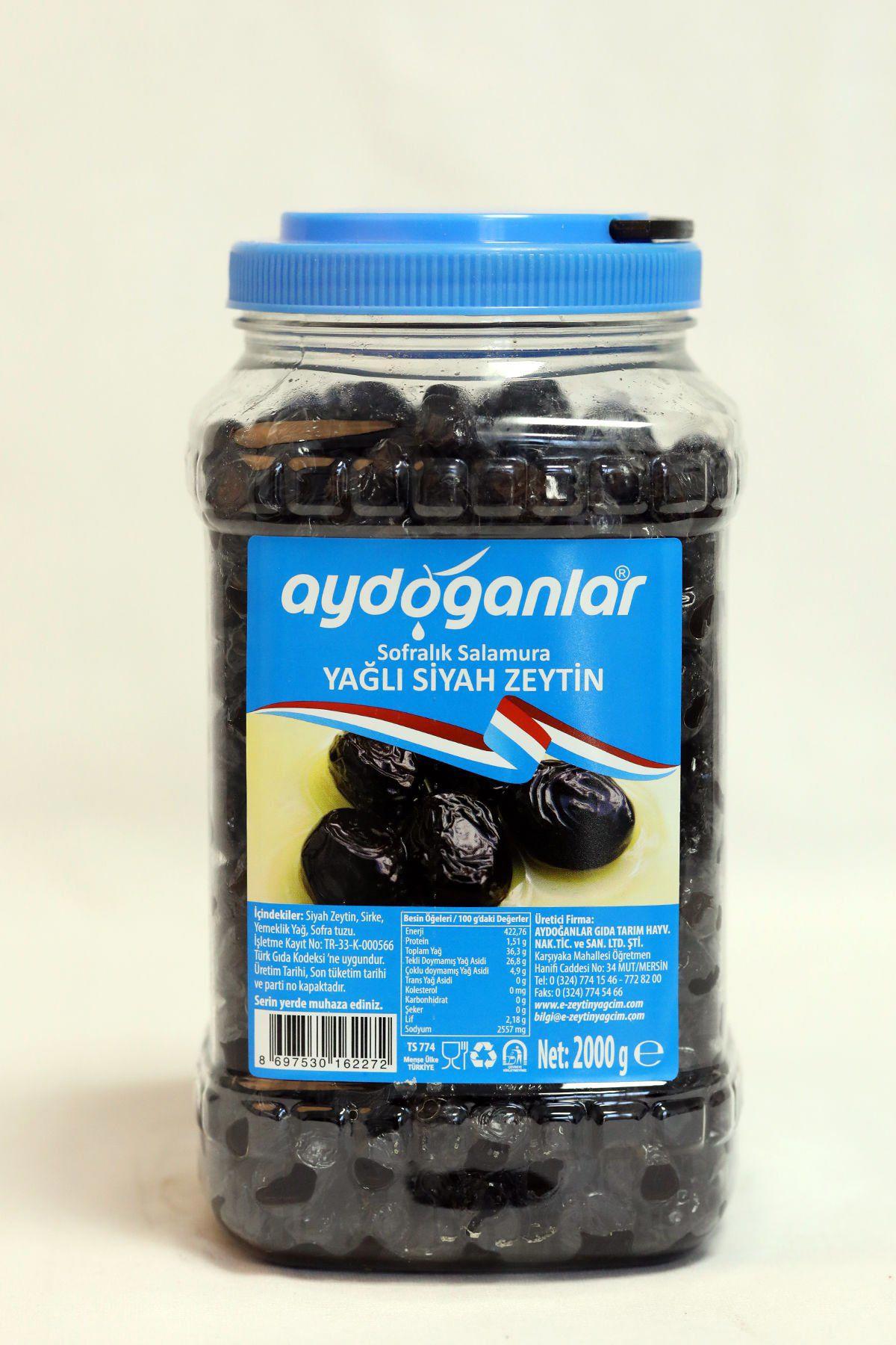Aydoğanlar 261-290 Kalibre Tuzlu Salamura Siyah Zeytin Pet Kavanoz 2 kg