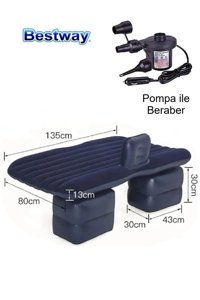 Bestway 67780 Katlanır Kamp Tek Kişilik Şişme Yatak Lacivert + Pompalı