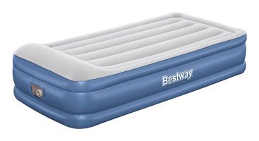 Bestway Katlanır Elektrikli Ev Tipi Tek Kişilik Şişme Yatak Gri-Mavi