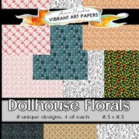 Dollhouse Florals 1 - Vibrant Art Papers By Anna Hawkins32 Papers / 8 Unique Designs, 4 Of Each / Single-Sided Pages / 8.5 X 8.5 Hawkins, Anna Independently Publıshed