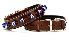 Doggie Comfort L Nazar Boncuklu Ayarlanabilir Boyun Köpek Tasması Kahverengi