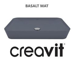 Creavit Ultra UL060 Klasik Tekli 60 cm Seramik Tezgah Üstü Dikdörtgen Lavabo Antrasit