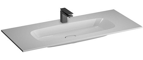 Vitra Metropole M58000018003 Klasik Tekli 120 cm Seramik Tezgah Üstü Dikdörtgen Lavabo Beyaz