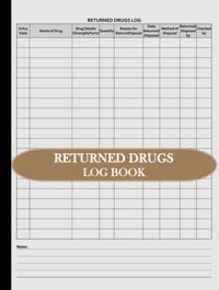 Returned Drugs Log Book: Medication Returns Book To Record Returned, Expired & Disposed Medicine | Ideal For Hospitals, Nursing, Care Home And Veterinary Clinics Brown Hardcover Legalease Prints Independently Publıshed