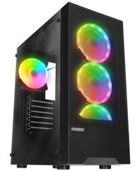 Everest DUSK PEAK RGB 4 Fanlı Siyah Dikey Kullanım Mid Tower Oyuncu Bilgisayar Kasası