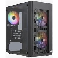 Aerocool HEXFR 500 Hexform 500W RGB 3 Fanlı Siyah Dikey Kullanım Mini Tower Boş Bilgisayar Kasası