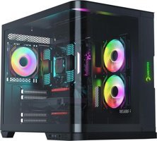 Gamepower Warcry Vertex RGB Sıvı Soğutmalı 3 Fanlı Siyah Dikey Kullanım ATX Oyuncu Bilgisayar Kasası