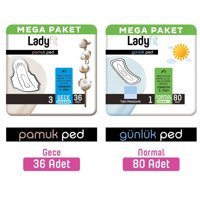 Lady Fit Organik Antialerjik İnce 80'li+36'lı Hijyenik Ped 2 Adet