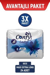 Confy Lady Maxi Extra Long Organik Orta 8'li Hijyenik Ped 3 Adet