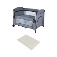 Mamma Dolphin Alüminyum 15 kg Kapasiteli Ayarlanabilir Taşınabilir Katlanabilir Ara Katlı 70x110 cm Sallanan Anne Yanı Park Yatak Gri