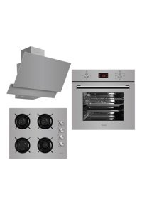 Ferre 8008 - G 2140 CE - D031 Fara Dokunmatik Doğaldaz - LPG Cam Klasik Set Üstü Davlumbaz 3'lü Ankastre Set İnox