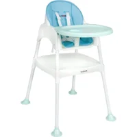 Baby Door Sugar 3 in 1 Emniyet Kemerli 18 kg Kapasiteli Tekerleksiz Tepsili Oturaklı Portatif Mama Sandalyesi Turkuaz