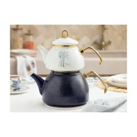 English Home Toile Botanical Emaye Çaydanlık Beyaz Siyah