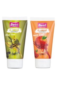 Benri Zeytinyağlı Şeftalili Tüm Ciltler Organik Vegan Parfümlü El Kremi 2×75 ml
