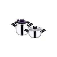 Falez Power Cook Clipso Kapak Termik Tabanlı 4 lt-7 lt Düdüklü Tencere Seti Mor