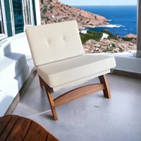 Ekru Comfort Sofa Ahşap Tekli Bahçe Koltuğu Beyaz Ahşap