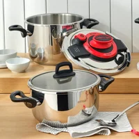 Emsan Montana Clipso Kapak İndüksiyon Tabanlı 4 lt-6.5 lt Düdüklü Tencere Seti Kırmızı-Siyah