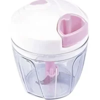 Mother Kitchen 800 ml Plastik Hazneli 5 Bıçaklı İpli Doğrayıcı Beyaz Pembe