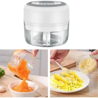 Grandzone 100 ml Plastik Hazneli Öğütücülü Üç Bıçaklı Mini Şarjlı Rondo Beyaz