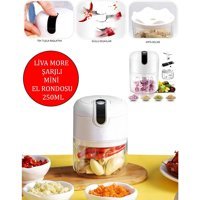 Liva More 250 ml Plastik Hazneli Üç Bıçaklı Mini Şarjlı Rondo Beyaz