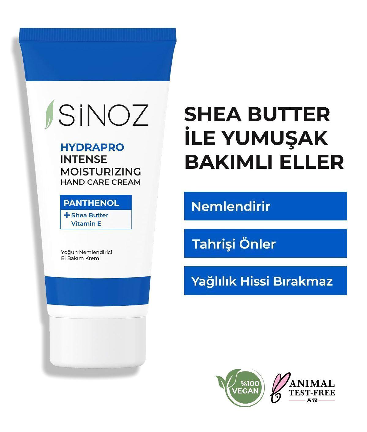 Sinoz Hydrapro E Vitaminli Kuru Ciltler Vegan Parfümsüz El Kremi 50 ml