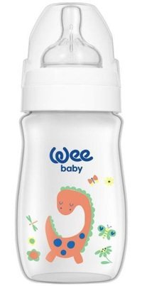 Wee Baby 136 Polipropilen Gaz Yapmayan Antikolik Yenidoğan Yavaş Akışlı Kulpsuz 0-6 Ay Desenli Beyaz Biberon 250 ml