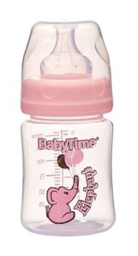 Babytime Bt076 Polipropilen Gaz Yapmayan Antikolik Yenidoğan Yavaş Akışlı Kulpsuz 0-18 Ay Desenli Pembe Biberon 150 ml