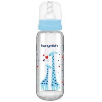Hanymish 400 Polipropilen Gaz Yapmayan Antikolik Yenidoğan Yavaş Akışlı Kulpsuz 0+ Ay Desenli Mavi Biberon 240 ml