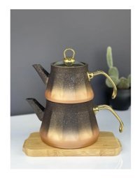 Acar Lüx Döküm Çaydanlık Altın-Siyah