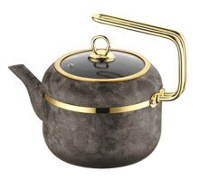 Brioni Royal Stone Üstten Kulplu Granit Çaydanlık Koyu Gri