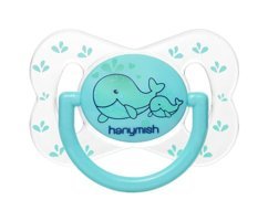 Hanymish Desenli No:1 0-6 Ay Delikli Ortodontik Yenidoğan Damaklı Silikon Emzik Mavi