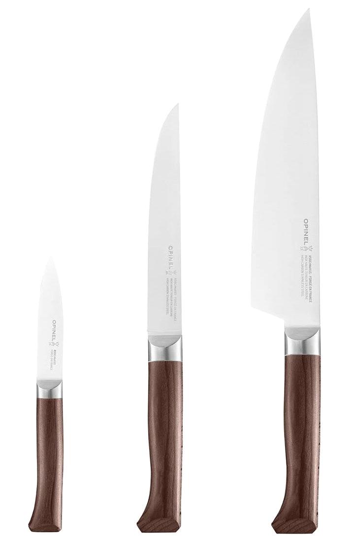 Opinel Forges 1890 Kayın Paslanmaz Çelik 3 Parça Şef Bıçakları Seti