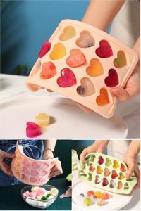 Kitchen Beauty Silikon Mini Pembe Kalp Buz Kalıbı