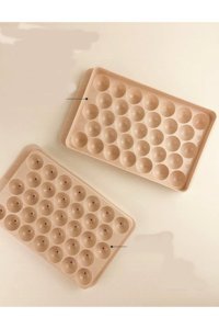 Nisfi Kutur Plastik Kapaklı Mini Bej Küre Buz Kalıbı