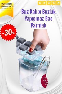 Gondol Bas Parmak Silikon Kapaklı Antrasit - Naturel Kare Buz Kalıbı