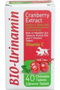 Bio PetActive Bio Urinamin Cranberry Extract C Vitamini Sağlığı İçin 40 Tablet Köpek Vitamini