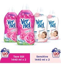 Vernel Konsantre Gül - Sensetive 240 Yıkama Yumuşatıcı 4x1440 ml