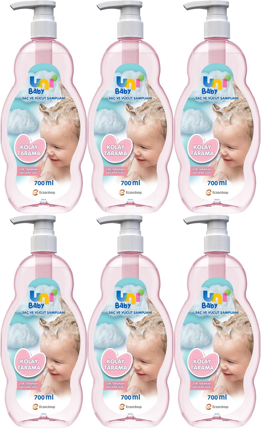 Uni Kolay Tarama Göz Yakmayan Hipoalerjenik Yenidoğan Hassas Ciltler İçin Bebek Şampuanı 6x700 ml