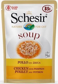 Schesir Çorba Balkabak-Tavuk Parça Etli Yetişkin Yaş Kedi Maması 85 gr