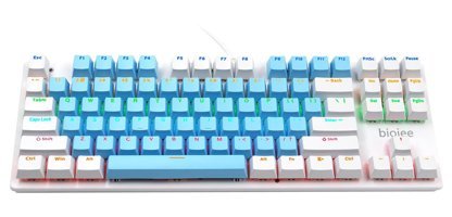 Docooler İngilizce Q RGB 87 Tuşlu Blue Switch Kablolu Beyaz-Mavi Mekanik Gaming Klavye
