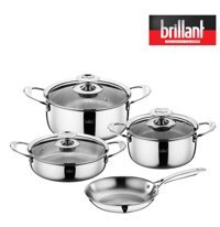 Brillant Bellatrix 7 Parça Cam Kapaklı Çelik Saplı Çelik Tencere Seti