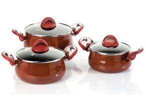 Taç Güveç 6 Parça Cam Kapaklı Bakalit Saplı Granit Tencere Seti