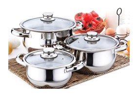 Gülsan Mini 6 Parça Cam Kapaklı Çelik Saplı Çelik Tencere Seti